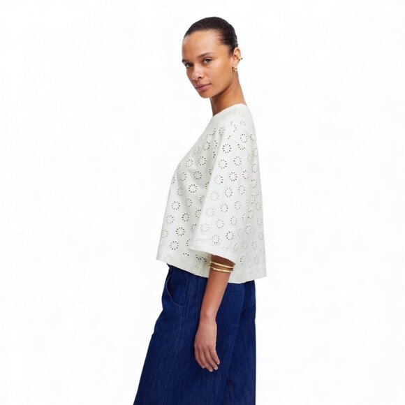 Madewell Embroidered Wide-Sleeve Boxy Tee Size Small - Picture 2 of 10